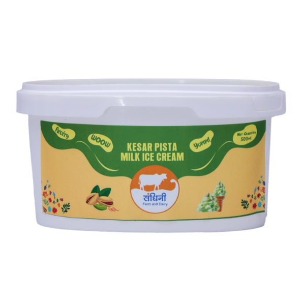 KESAR PISTA MILK ICECREAM TUB (FRONT)